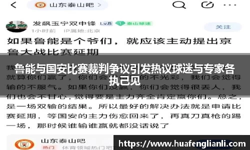 鲁能与国安比赛裁判争议引发热议球迷与专家各执己见